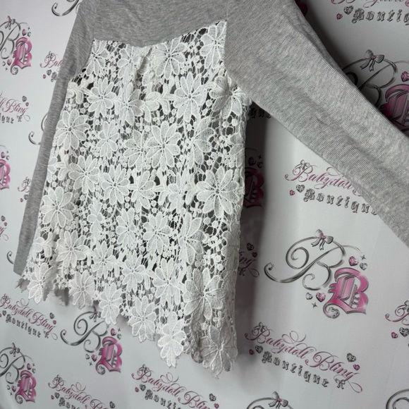 Chelsea 28 top cashmere lace floral white detail grey soft long sleeve sweater - Picture 10 of 13
